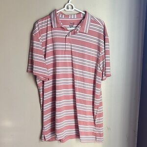 TGW (the gold warehouse) Men's Polo Shirt in coral and White Stripes